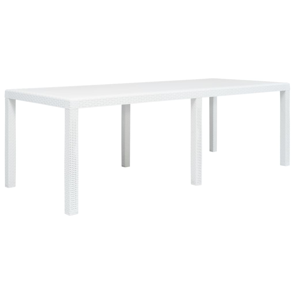 Gartentisch Weiss 220 x 90 x 72 cm Kunststoff Rattan-Optik